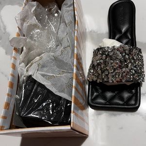 Wild diva black slide on shoes